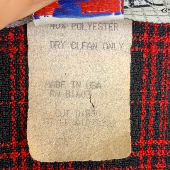 Vintage Red Plaid Dress Fits Size S Retro Pearl Buttons Made In USA - Picture 7 of 13